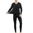 thumbnail image 1 of JTieacloth Men's Pajama Shirts Mens V Neck Pure Cotton Thermal Underwear Set Thin Autumn Clothes And Pants Bottoming Shirt Black, 1 of 6