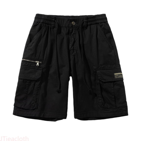 JTieacloth Men's Pocket Cargo Shorts Summer Loose Fit Mid Length Trousers For Outdoor Activities Mens Cargo Shorts Lightweight Black
