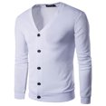 thumbnail image 1 of JTieacloth Men's Pullover Sweaters Male Solid Color V Neck Cardigan Sweater Male Casual Slim Fit Long Sleeved Knitted Sweater(White), 1 of 3