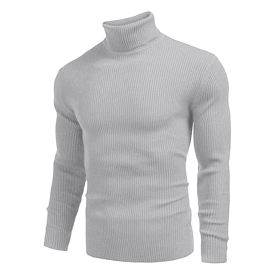 JTieacloth Men's Ribbed Turtleneck Sweater Casual Basic Long Sleeve Knitted Pullover Sweater