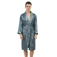 thumbnail image 1 of JTieacloth Men's Sleep Sets Male Robe Satin Bathrobe With Shorts Set Wide Striped Jacquard Pajamas Silky Kimono Robe Green, 1 of 4