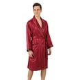 thumbnail image 1 of JTieacloth Men's Sleep Sets Male Robe Satin Bathrobe With Shorts Set Wide Striped Jacquard Pajamas Silky Kimono Robe Red, 1 of 6