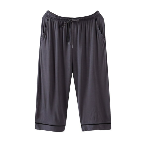 JTieacloth Men's Sleep Sets Mens Capris Over The Knee Thin Outfit Living Pants Loose Pajamas Home Pants Gray