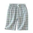 thumbnail image 1 of JTieacloth Men's Sleep Tops Men's Plaid Shorts Five Quarter Pants Loose Casual Pajama Pants Summer Thin Double Layer Large Size Home Pants Gray, 1 of 4
