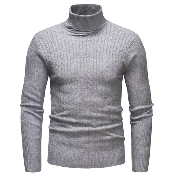 JTieacloth Men's Sweater Loose Fit Mens Autumn And Winter Fashion Casual Warm Fit High Cold Long Sleeve Sweater(Gray)