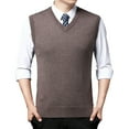thumbnail image 1 of JTieacloth Men's Sweater Vests Men's Autumn And Winter Thickened Comfort Classic Sleeveless Casual Plush Vest Vest V Neck Knitted Thickened(Brown), 1 of 3
