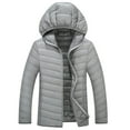 thumbnail image 1 of JTieacloth Men's Warm Fleece Jacket Lightweight Winter Jacket Warm Quilted Padded Coat For Cold Weather Windproof Outdoor Insulated With Hood Gray, 1 of 2