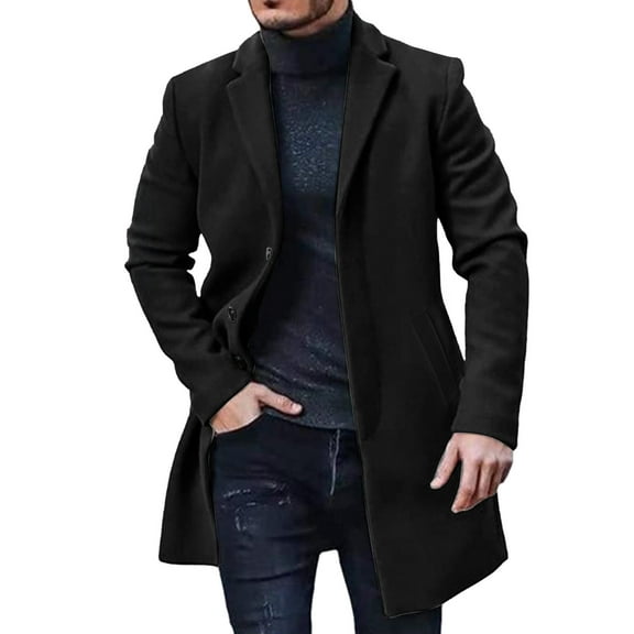 JTieacloth Men's Warm Jacket Men Plus Size Winter Coat Lapel Collar Long Sleeve Padded Leather Jacket Vintage Thicken Coat Sheepskin Jacket Black