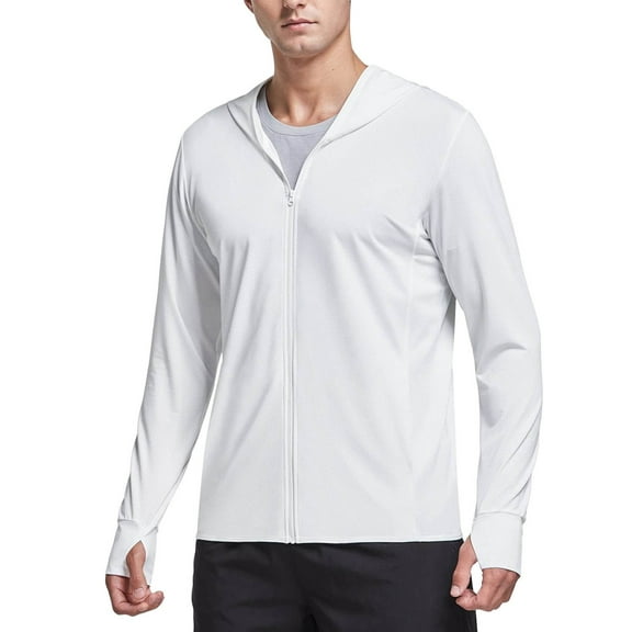 JTieacloth Men's Warm Fleece Jacket Men's Casual Jackets For Outdoor Activities And Daily Wear Lightweight Hooded Jacket For Fitness And Running Versatile Spring Summer Fall Fashion White