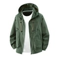thumbnail image 1 of JTieacloth Men's Warm Jacket Men's Lightweight Casual Hooded Jacket Water Spring Summer Outdoor Hiking Windbreaker Thin Comfortable Daily Wear Green, 1 of 3