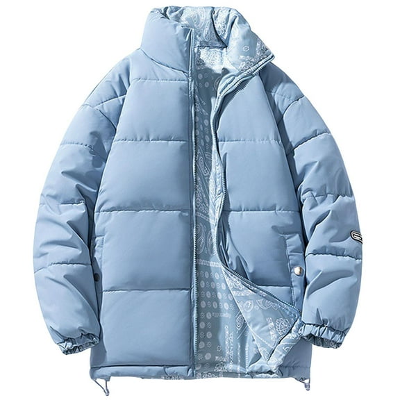 JTieacloth Men's Winter Fleece Jacket Mens Autumn And Winter Fashion Casual Wear Thick And Loose Fitting Long Sleeved Cotton On Both Sides Blue