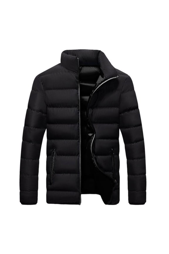 Men's Winter Fleece Jacket Mens Leisure Sports Slim Fit Breadwear Thickened Cotton Coat Foreign Trade Mens Coat Black