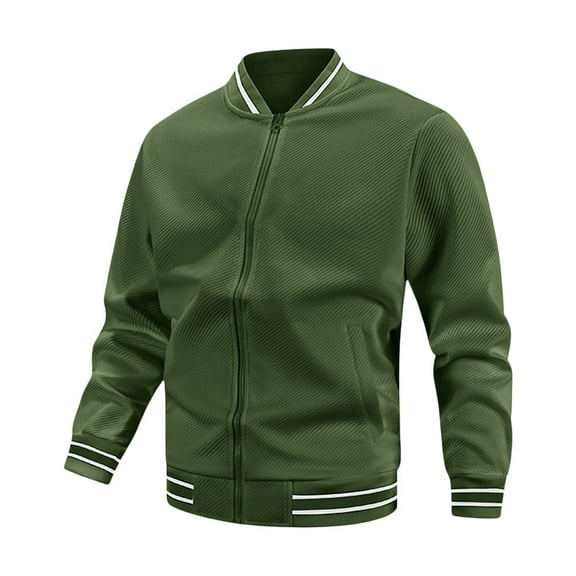 JTieacloth Men's Winter Warm Jacket Men's Casual Baseball Jacket Lightweight Comfortable Stand Collar Outerwear Slim Fit Breathable Spring Autumn Coat Green