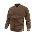thumbnail image 1 of JTieacloth Men's Winter Warm Jacket Men's Casual Baseball Jacket Lightweight Comfortable Stand Collar Outerwear Slim Fit Breathable Spring Autumn Coat Brown, 1 of 3