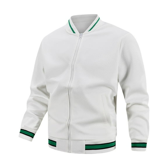 JTieacloth Men's Winter Warm Jacket Men's Casual Baseball Jacket Lightweight Comfortable Stand Collar Outerwear Slim Fit Breathable Spring Autumn Coat White