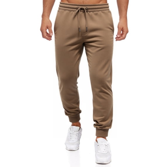 JTieacloth Mens Athletic Fit Pants Men's Casual Jogger Pants Elastic Waistband Solid Color Comfortable Running Sweatpants Lightweight Breathable Tapered Fit Brown