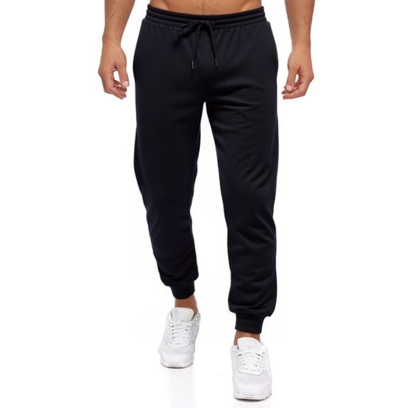 JTieacloth Mens Athletic Fit Pants Men's Casual Jogger Pants Elastic Waistband Solid Color Comfortable Running Sweatpants Lightweight Breathable Tapered Fit Black