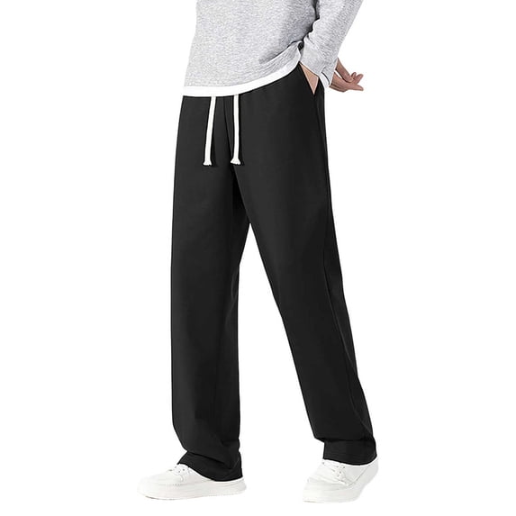 JTieacloth Mens Athletic Fit Pants Men's Loose Casual Trousers Spring And Summer Thin Straight Trousers Solid Colour Casual Versatile Trousers Black