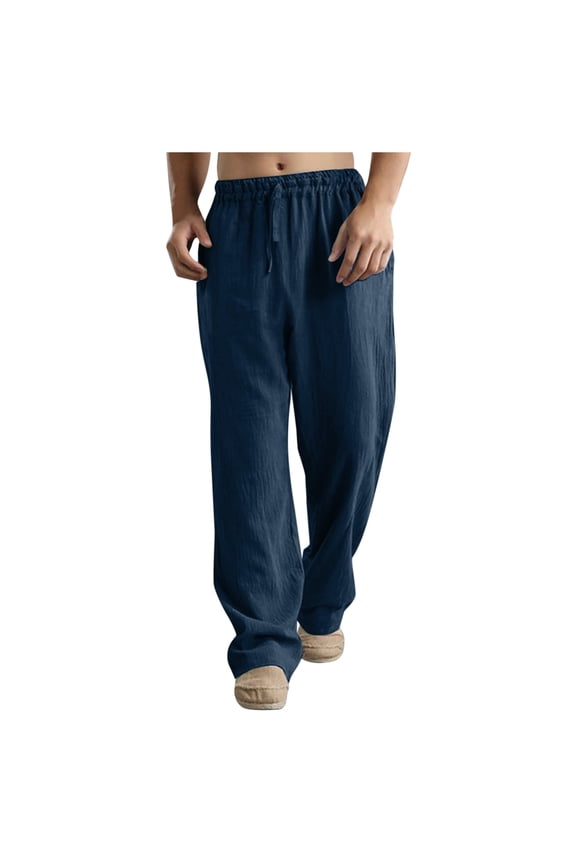 Mens Basic Jogger Pants Men Spring And Summer Pant Casual All Solid Color Painting Loose Plus Size Trouser Fashion Beach Pockets Pant Blue