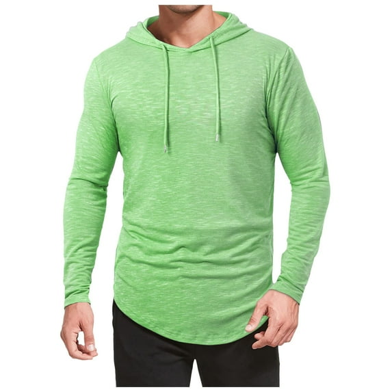 JTieacloth Mens Basic T-Shirts Men's Athletic Hooded Shirts Long Sleeve Workout Sport Hoodie Casual Running T Shirt Pullover Top(Green,M)
