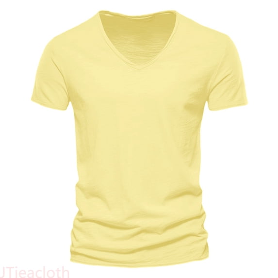 JTieacloth Mens Basic T-Shirts Men's Fashion Casual Solid Color Short Sleeve T Shirt Tops(Yellow,XL)