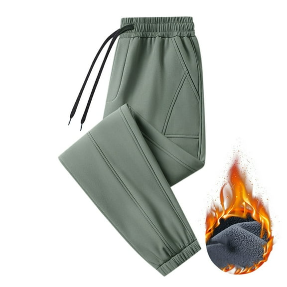 JTieacloth Mens Big and Tall Pants Men's Casual Pants Windproof Lined Trousers For Autumn Winter Outdoor Activities Comfortable And Durable Athletic Wear Green
