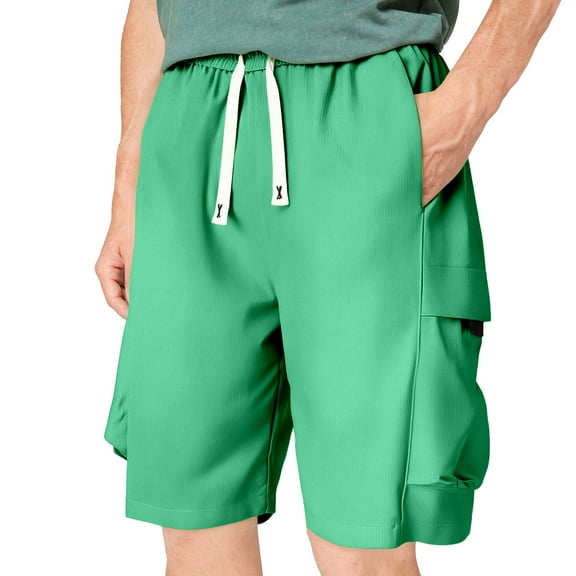 JTieacloth Mens Breathable Work Shorts European Solid Color Quick Drying Elastic Sports Men Casual Loose Comfortable Trendy Sports Workwear Shorts,Green