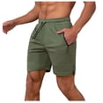 thumbnail image 1 of JTieacloth Mens Breathable Work Shorts Male Summer Shorts Solid Color Tie Suit Cool Breathable Five Quarter Pants,Green, 1 of 6