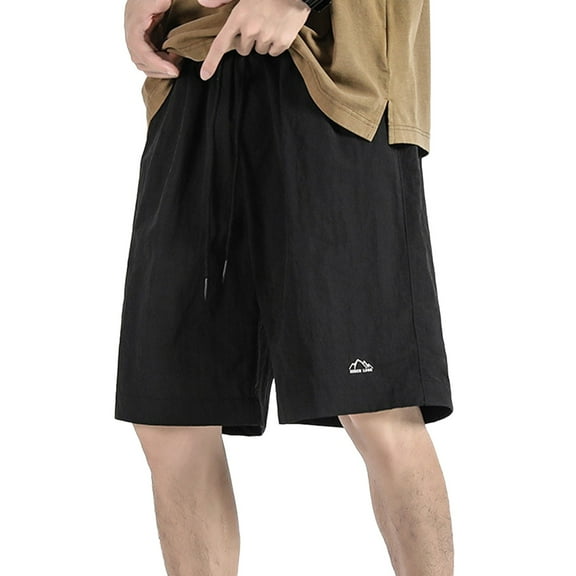 JTieacloth Mens Breathable Work Shorts Men's Plus Size Loose Fit Ice Silk 5 Inch Shorts With Embroidered Logo Casual Wear,Black
