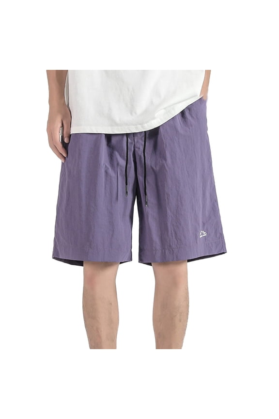 Mens Breathable Work Shorts Men's Plus Size Loose Fit Ice Silk 5 Inch Shorts With Embroidered Logo Casual Wear,Purple
