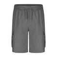 thumbnail image 1 of JTieacloth Mens Breathable Work Shorts Men's Solid Color Drawstring Elastic Waist Cargo Shorts With Pockets Casual Loose Fit Straight Leg 5 Inch Length Pants,Gray, 1 of 4