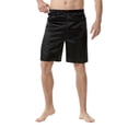 thumbnail image 1 of JTieacloth Mens Breathable Work Shorts Mens Summer Fashion Simple Solid Color Elastic Waist Silk Shorts Home Pants Pajamas,Black, 1 of 4