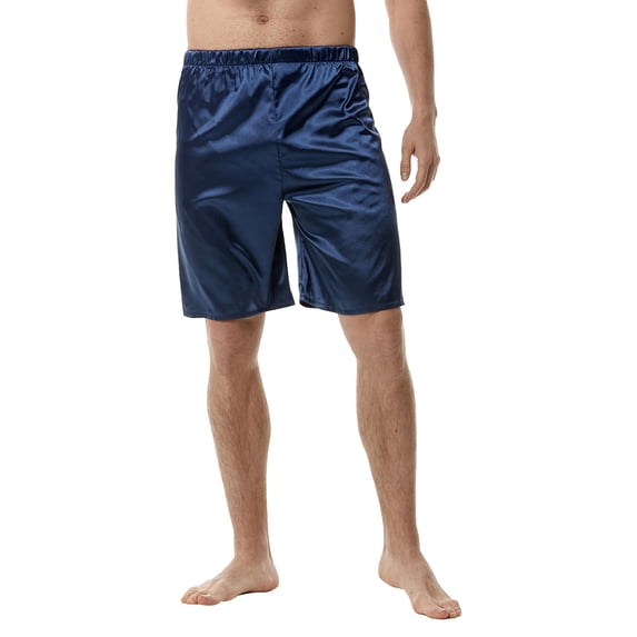 JTieacloth Mens Breathable Work Shorts Mens Summer Fashion Simple Solid Color Elastic Waist Silk Shorts Home Pants Pajamas,Blue
