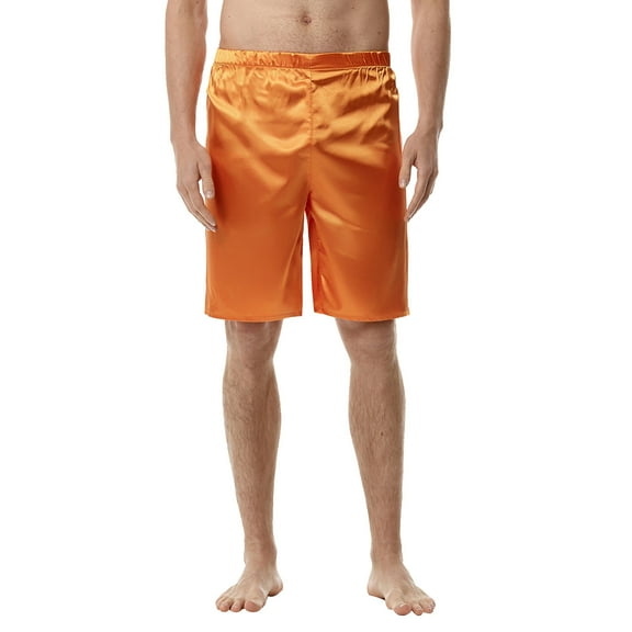 JTieacloth Mens Breathable Work Shorts Mens Summer Fashion Simple Solid Color Elastic Waist Silk Shorts Home Pants Pajamas,Orange