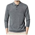 thumbnail image 1 of JTieacloth Mens Button Closure Shirt Male Knitwear Solid Color Shirt Collar Thin Long Sleeve Base Sweater Slim Fit Pullover Knit Gray M, 1 of 4