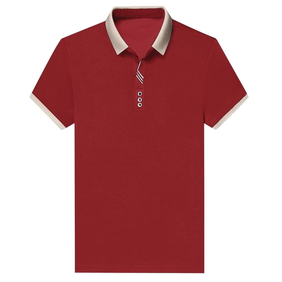 JTieacloth Mens Button Closure T Shirt Men's Short Sleeved Collar Shirt With A Turned Down Collar For Summer Wear Red XL