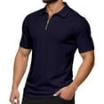 thumbnail image 1 of JTieacloth Mens Button Closure T Shirt Men's Summer Fashion Solid Color Zipper Lapel Short Sleeve Comfortable Top Blue L, 1 of 6