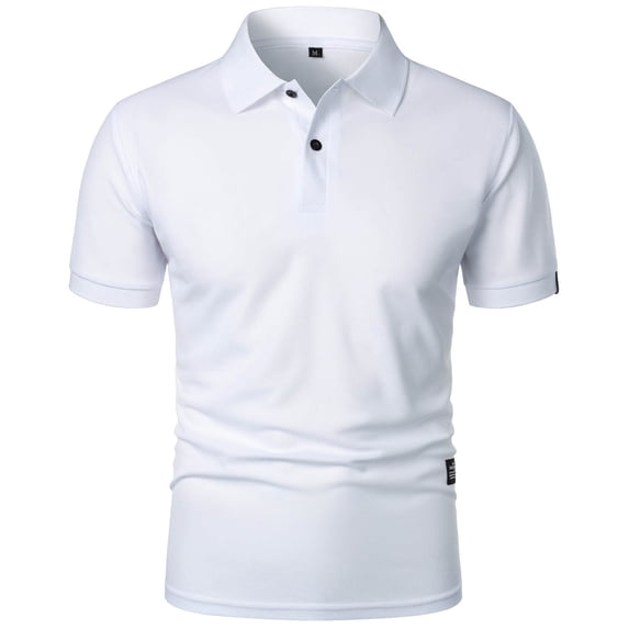 JTieacloth Mens Button Closure T Shirt Men's Summer Solid Color Tops Are Fashionable And Popular Short Sleeved Slim Fit Shirts White XL