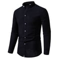 thumbnail image 1 of JTieacloth Mens Button-Down Shirts A New Men's Solid Cotton Linen Long Sleeve Shirt In 2025 Black, 1 of 5