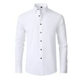 thumbnail image 1 of JTieacloth Mens Button-Down Shirts Men's Dress Shirt Formal Stretch Wrinkle Frees Long Sleeve Slim Fit Button Down Shirts For Wedding Party White, 1 of 2