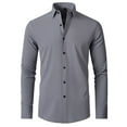thumbnail image 1 of JTieacloth Mens Button-Down Shirts Men's Dress Shirts Solid Long Sleeve Stretch Formal Shirt Business Casual Button Down Shirts Gray, 1 of 6