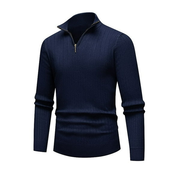 JTieacloth Mens Cardigan Sweater Outwear Mens Fashion Color Matching Large Cardigan Sweater Zipper Knit Shirt(Blue)