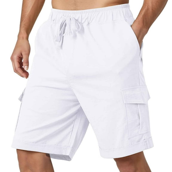 JTieacloth Mens Cargo Pants Men's Casual Pants Relaxed Fit Work Trousers Pocket Stylish Everyday Wear Comfortable Spring Summer White