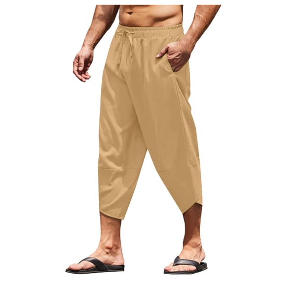 JTieacloth Mens Cargo Pants Mens Fashion And Leisure Fashion Join Together Casual Simple Personality Lace Up Pocket Pants Casual Pants Trousers Yellow
