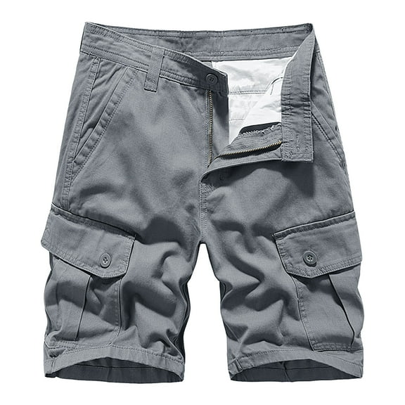 JTieacloth Mens Cargo Short Mens Outdoor Casual Elastic Waist Relaxed Fit Cotton Lightweight Quick Dry Fishing Hiking Work Shorts Cargo Shorts,Gray