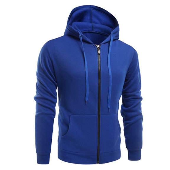 JTieacloth Mens Casual Cotton Hoodies Mens Long Sleeve Solid Color Sweater Casual Versatile Coat Blue