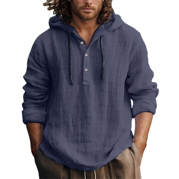 JTieacloth Mens Casual Hoodies Men's Casual Hoodie Lightweight Pullover Sweatshirt For Spring Summer Everyday Wear Comfortable Plain Hooded Top Blue