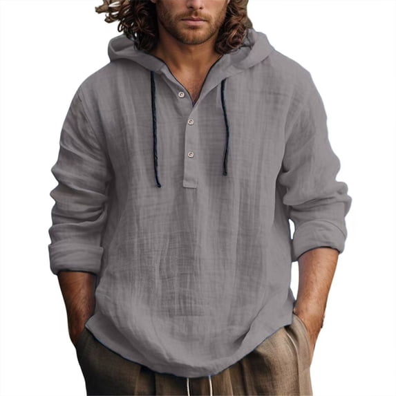 JTieacloth Mens Casual Hoodies Men's Casual Hoodie Lightweight Pullover Sweatshirt For Spring Summer Everyday Wear Comfortable Plain Hooded Top Gray
