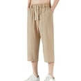 thumbnail image 1 of JTieacloth Mens Casual Linen Pants Men's Casual Sporty Capri Pants For Everyday Wear Yellow, 1 of 6