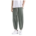 thumbnail image 1 of JTieacloth Mens Casual Linen Pants Men's Summer Fashion Solid Color Casual Pants Cropped Leg Pants Men's Clothing Gray, 1 of 6